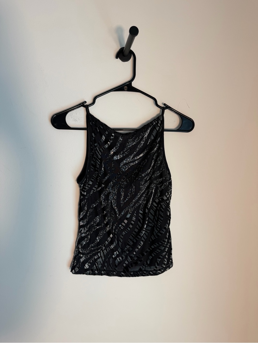 Bebe Black Zebra Patterned Women's Tank Top